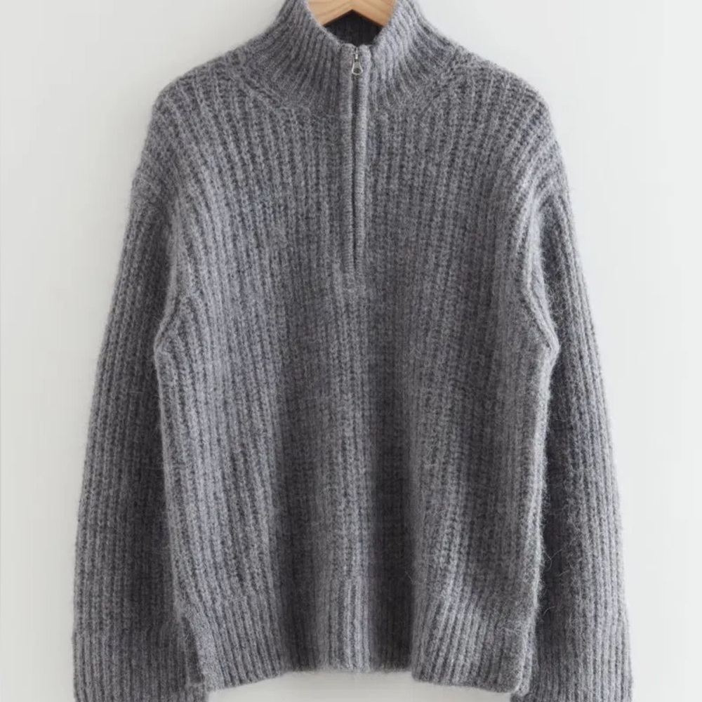 & other stories knit gray zip sweater